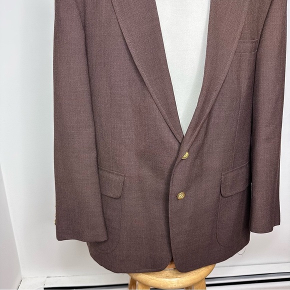 Vintage Stafford Brown Gold Button Hopsack Blazer - Picture 6 of 12